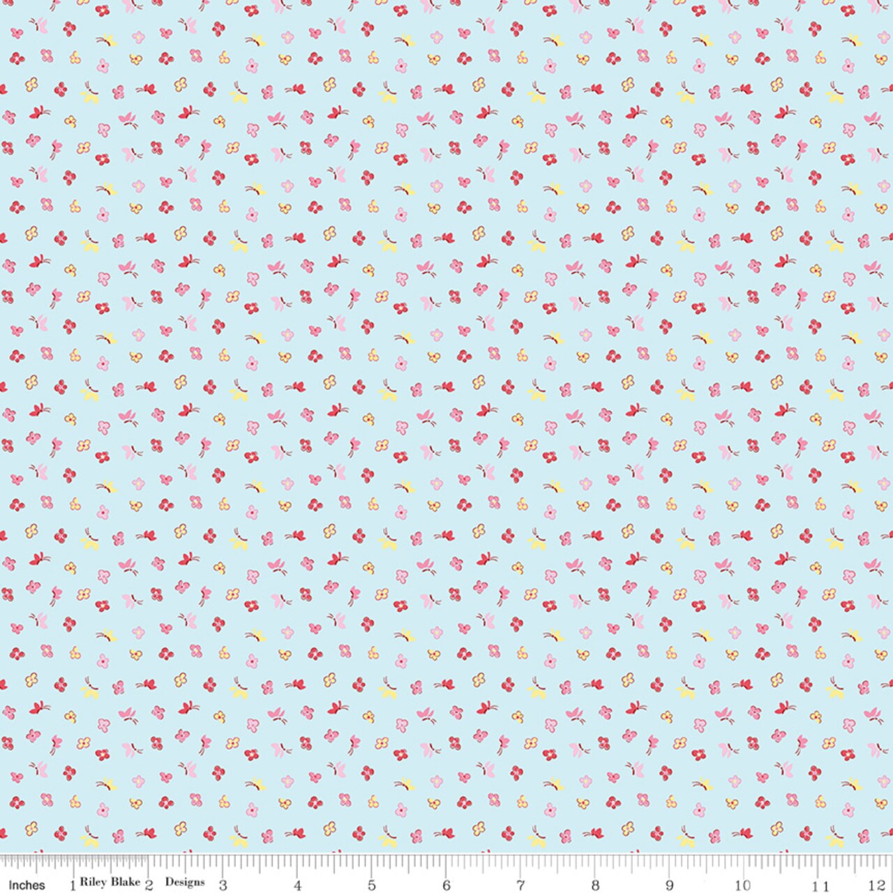 Butterfly Floral in Sky (c16383-sky) | Love Notes | Lindsay Wilkes | Riley Blake